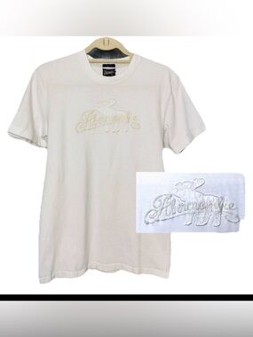 VTG Abercrombie Fitch MOOSE Embroidered White Single Stitch Y2K Muscle Shirt LG